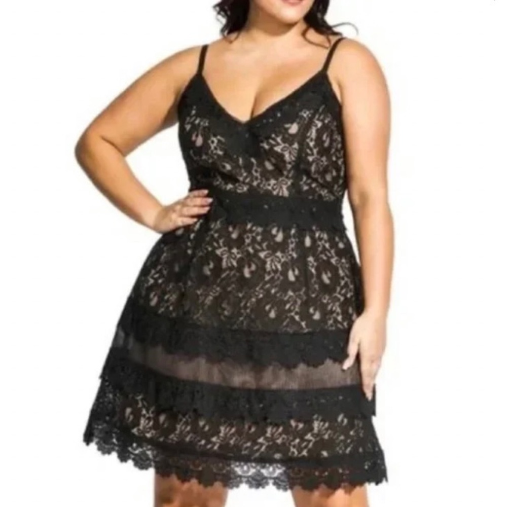 City Chic Black Lace Mini Dress
